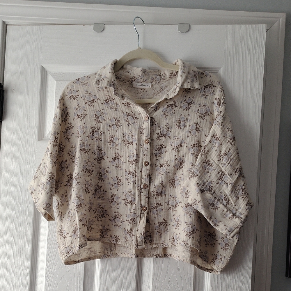 Neuflora Cotton Gauze Floral Blouse